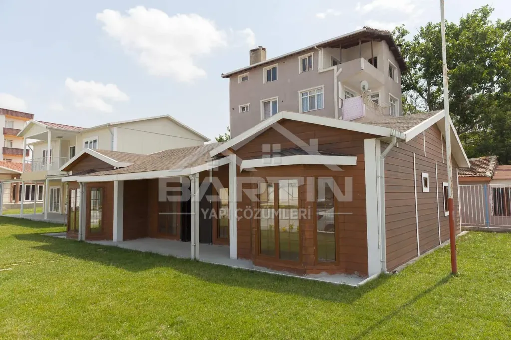 106 m² eingeschossiges Fertighaus Fassade