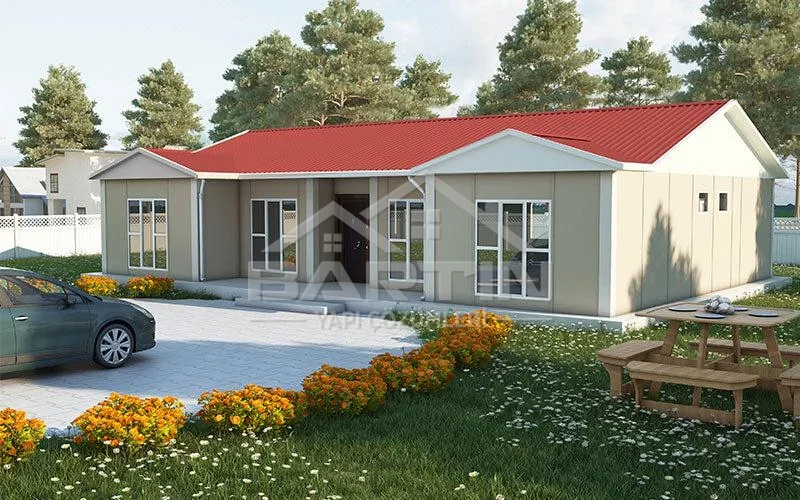 129 m² eingeschossiges Fertighaus Fassade