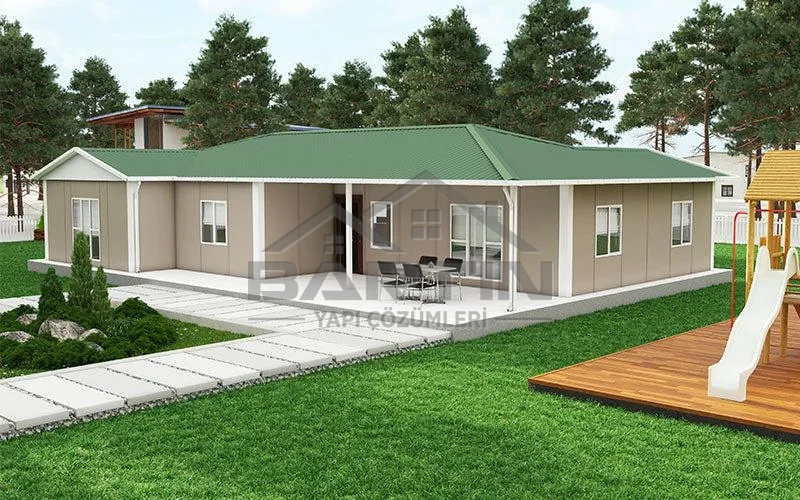166 m² eingeschossiges Fertighaus Fassade